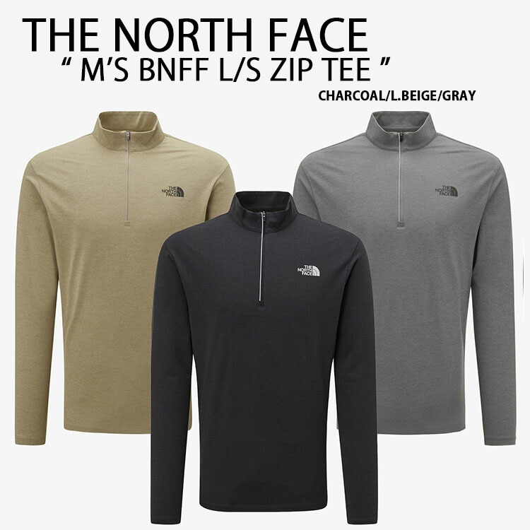 THE NORTH FACE ノースフェイス スポーツウェア BANFF L/S ZIP TEE ハーフジップ ロンT Tシャツ インナーウェア CHARCOAL GRAY BEIGE ジップアップ 長袖 ロングスリーブ チャコール ベージュ グレー NT7LP50A/B/D【中古】未使用品