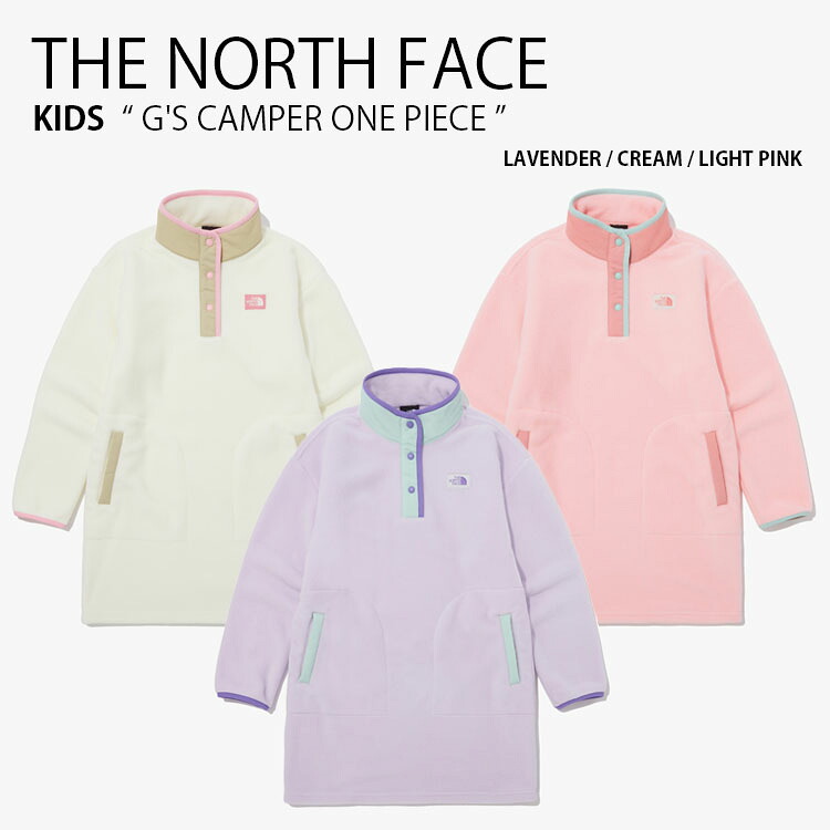 THE NORTH FACE ノースフェイス キッズ ワンピース G'S CAMPER ONE PIECE ガールズ キャンパー フリース 長袖 ひざ丈 スタンドネック ロゴ カジュアル ストリート アウトドア パープル アイボリー ピンク 女の子 子供用 NT7TP60S/T/U【中古】未使用品|セレクトショップ a-clo