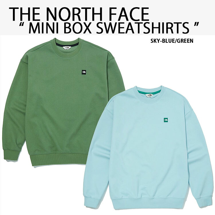 THE NORTH FACE 北の方人間の顔 流汗 MINI BOX SWEATSHIRTS 調教師 ロゴタイプ紋章 SKY BLUE GREEN 厚地の外套相応う ルーズフィット メンズ レディース NM5MM02N/M【中古】未当て嵌める品