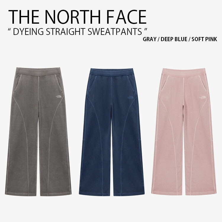 THE NORTH FACE ノースフェイス トレーニングパンツ DYEING STRAIGHT SWEATPANTS ダイイング ストレート スウェットパンツ 長ズボン イージーパンツ ロゴ WHITELABEL グレー ブルー ピンク メンズ レディース 男性用 女性用 男女共用 NP6KQ50J/K/L【中古】未使用品