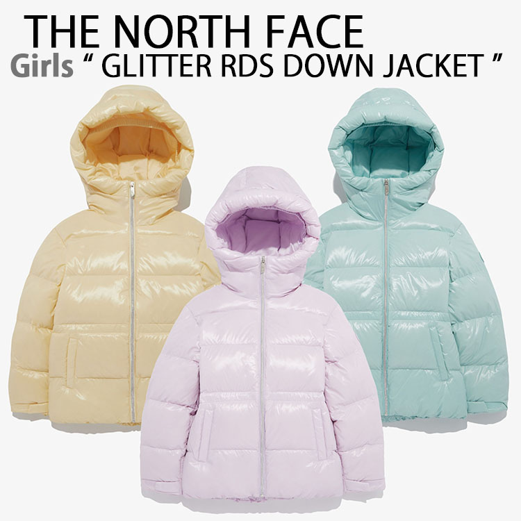 THE NORTH FACE ノースフェイス キッズ ガールズ ダウンジャケット G'S GLITTER RDS DOWN JACKET グリッターダウンジャケット LILAC YELLOW MINT ダウンパーカー フード一体型 キッズ用 子供用 女の子用 NJ1DQ58S/T/U【中古】未使用品