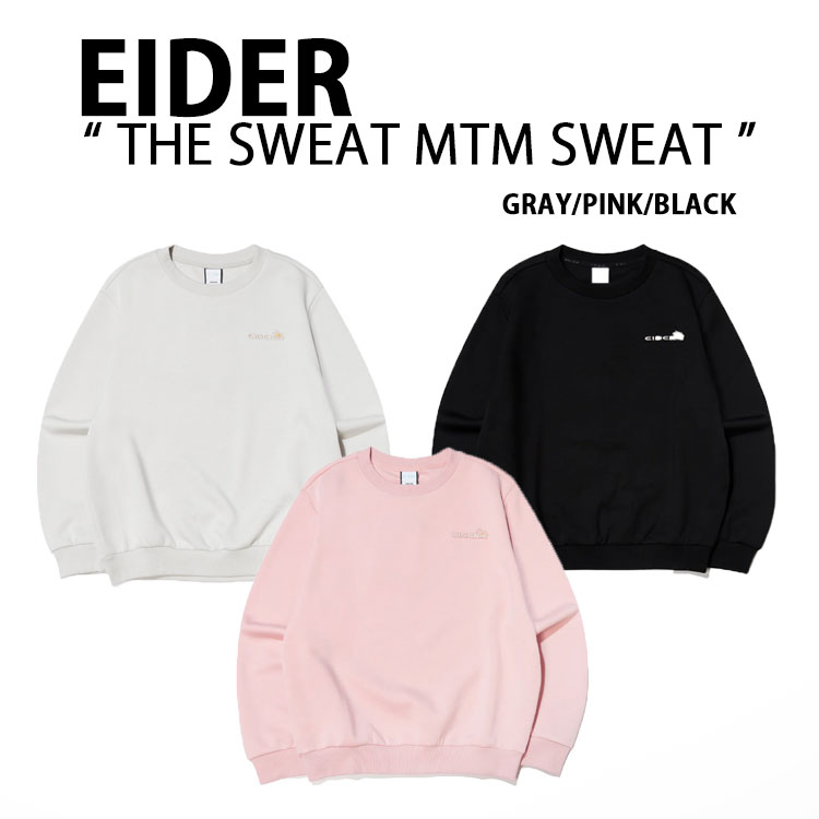 EIDER アイダー スウェット トレーナー THE SWEAT MTM SWEAT 韓国ブランド 韓国ファッション ザ スウェット マンツーマン スウェットシャツ GRAY PINK BLACK ロゴ ベーシック メンズ レディース【中古】未使用品