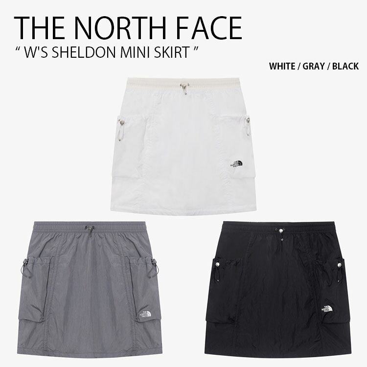 THE NORTH FACE ノースフェイス レディース ミニスカート W'S SHELDON MINI SKIRT ウィメンズ シェルドン ミニ スカート ひざ上丈 カーゴスカート ロゴ カジュアル ストリート WHITELABEL ホワイト グレー ブラック 女性用 NK6NR35J/K/L【中古】未使用品|セレクトショップ a-clo