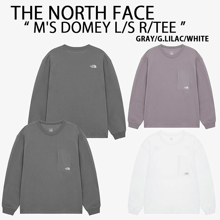 THE NORTH FACE ノースフェイス Tシャツ ロンT 長袖Tシャツ M'S DOMEY L/S R/TEE 胸ポケット カットソー GRAY LILAC WHITE ルーズフィット オーバーシルエット ロゴTシャツ グレー ライラック ホワイト メンズ レディース NT7TR04A/B/C【中古】未使用品
