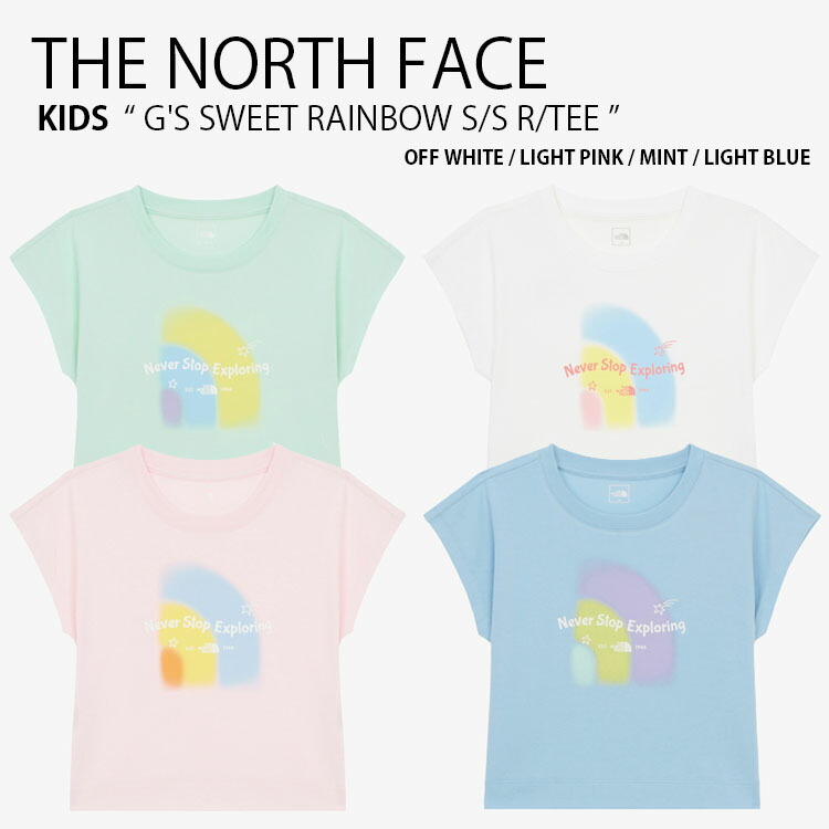 THE NORTH FACE 北の方人間の顔 キッズ ティーシャツ G\u0027S SWEET RAINBOW S/S R/TEE ガールズ 愛くるしい 虹霓 遊撃手衣袂 ラウンドのど首 紅茶ティーシャツ 長袖 ティーシャツ カットソー 労働者の一団のど首 ロゴタイプ 心地よい 御嬢さん 小わっぱ用 NT7UR11S/T/U/V【中古】未当て嵌める品 キッズファッション-トップス-Tシャツ・カットソー