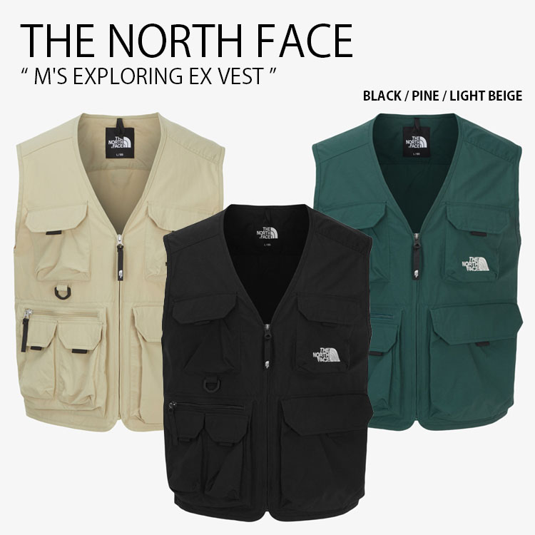 THE NORTH FACE ノースフェイス ベスト M'S EXPLORING EX VEST エクスプローリング ベスト ジレ ジレベスト ロゴ カジュアル ストリート キャンプ ブラック グリーン ベージュ メンズ レディース 男性用 女性用 男女共用 NV5VR10A/B/C【中古】未使用品｜セレクトショップ a-clo