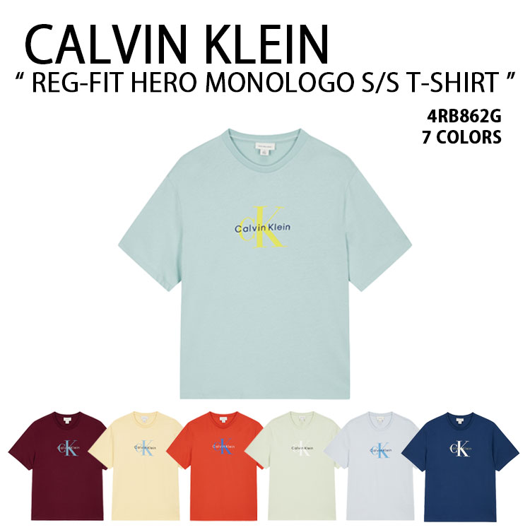 Calvin Klein カルバンクライン Tシャツ REGULAR FIT HERO MONOGRAM LOGO S/S T-SHIRT 7色 CK レギュラーフィット モノグラム クルーネック メンズ レディース 4RB862G
