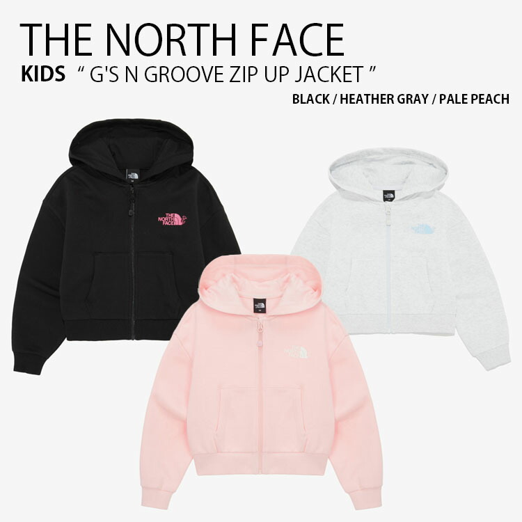 THE NORTH FACE ノースフェイス キッズ パーカー G'S N GROOVE ZIP UP JACKET ガールズ グルーブ ジップアップ ジャケット 長袖 フーディ パーカー クロップ丈 ロゴ ストリート カジュアル ブラック グレー ピンク 女の子 子供用 NJ5JR03S/T/U【中古】未使用品|セレクトショップ a-clo