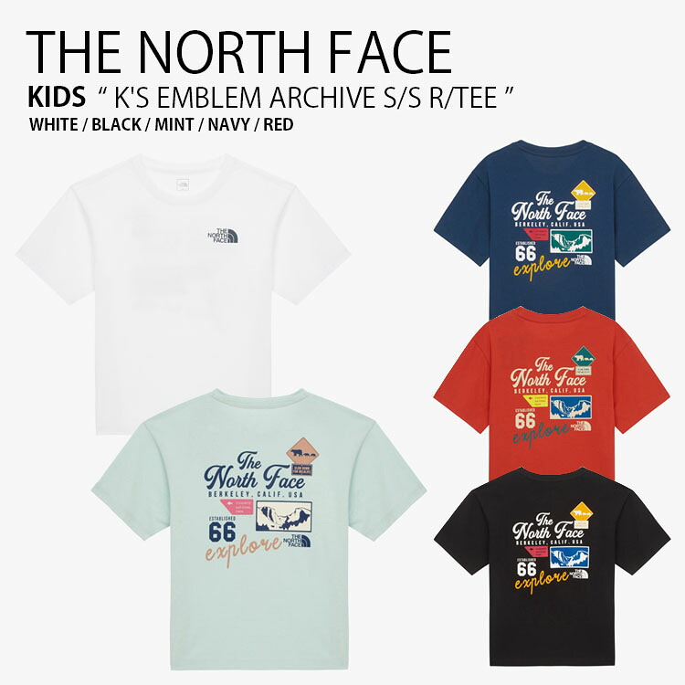 THE NORTH FACE ノースフェイス キッズ Tシャツ K'S EMBLEM ARCHIVE S/S R/TEE エンブレム アーカイブ ショートスリーブ ラウンドネック ティーシャツ 半袖 カットソー クルーネック ロゴ カジュアル ストリート 男の子 女の子 子供用 NT7UR14S/T/U/V/W【中古】未使用品