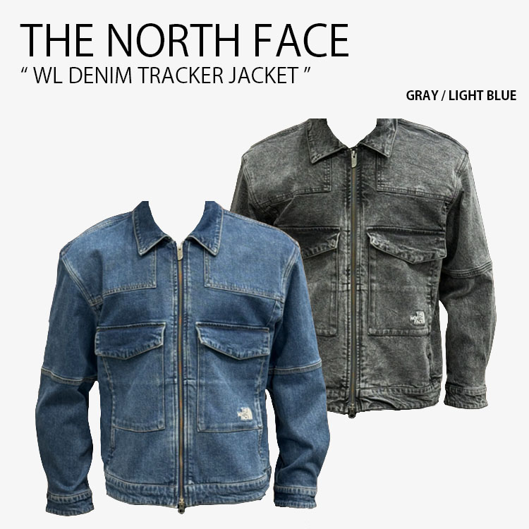 THE NORTH FACE ノースフェイス デニムジャケット WL DENIM TRACKER JACKET ホワイトレーベル デニム トラッカー ジャケット 長袖 Gジャン ロゴ カジュアル ストリート グレー ブルー メンズ レディース 男性用 女性用 男女共用 NJ3BR53J/K【中古】未使用品