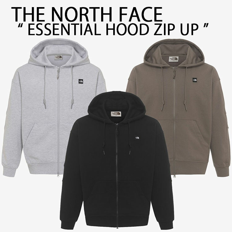 THE NORTH FACE ノースフェイス パーカー ジップアップパーカー ESSENTIAL HOOD ZIP UP スモールロゴ フーディー GRAY BLACK BROWN ルーズフィットパーカー カジュアル ストリート WHITE LABEL グレー ブラック ブラウン メンズ レディース NJ5JR02J/K/L【中古】未使用品
