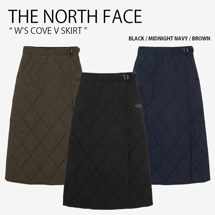THE NORTH FACE ノースフェイス レディース キルティングスカート W'S COVE V SKIRT ウィメンズ コーブ スカート ひざ丈 パディング ラップスカート カジュアル ストリート アウトドア キャンプ ブラック ネイビー ブラウン 女性用 NK6NR86A/B/C【中古】未使用品