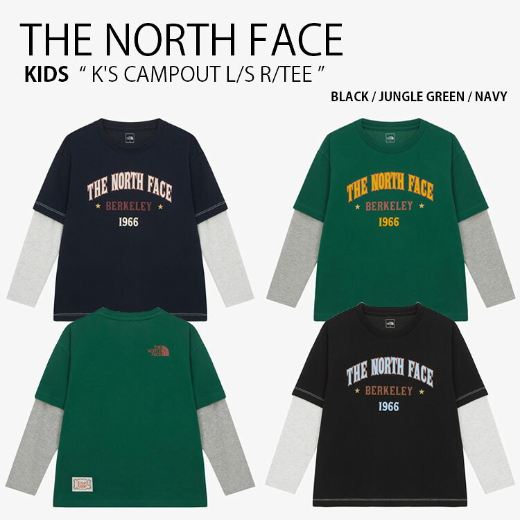 THE NORTH FACE ノースフェイス キッズ ロンT K'S CAMPOUT L/S R/TEE キャンプアウト ロングスリーブ ラウンドネック ティーシャツ 長袖 プルオーバー カットソー クルーネック ロゴ ブラック グリーン ネイビー 男の子 女の子 子供用 NT7TR52S/T/U【中古】未使用品|セレクトショップ a-clo