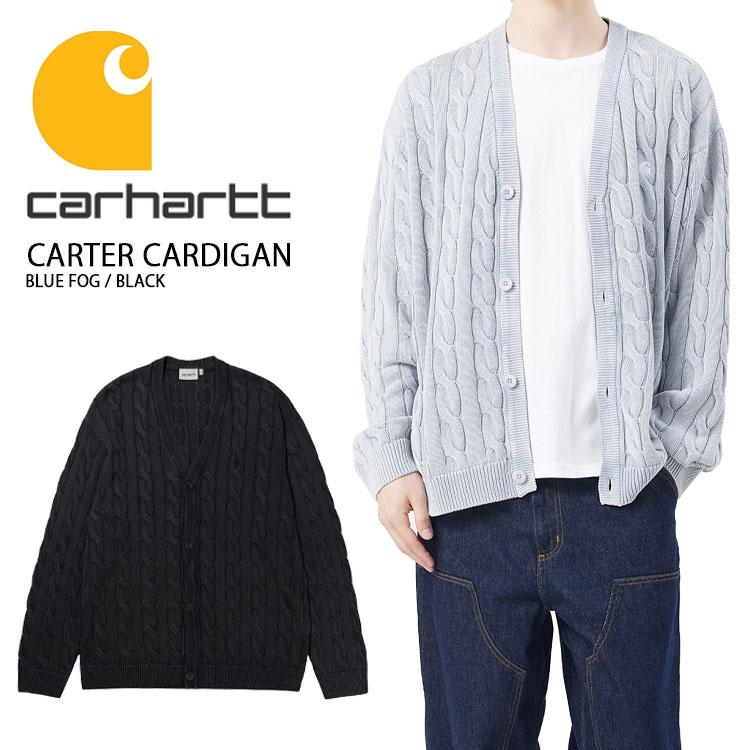 CARHARTT 鉄道車両ハート形 ジレー CARTER CARDIGAN BLUE BLACK カーター ジレー 青み 黒いこと ロゴタイプ メンズ 成人男性用 CA25FWKNKC【中古】未当て嵌める品