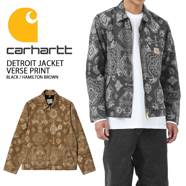 CARHARTT カーハート ジャケット DETROIT JACKET VERSE PRINT BLACK BROWN デトロイトジャケット バーサ プリント ブラック ブラウン カジュアル ストリート メンズ 男性用 CA22FWJAJL【中古】未使用品