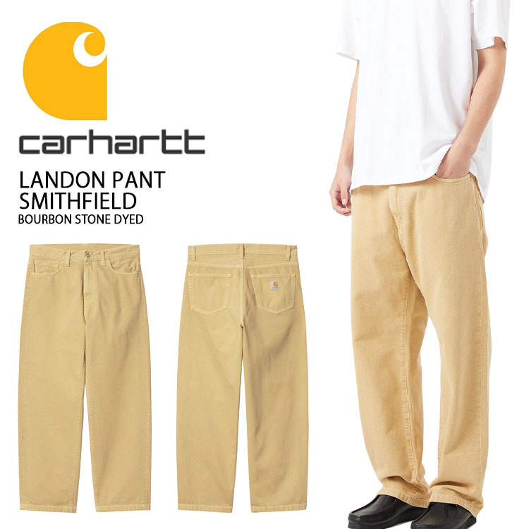CARHARTT カーハート ロングパンツ LANDON PANT SMITHFIELD BEIGE ランドンパンツ スミスフィールド ベージュ ラベル ロゴ メンズ 男性用 CA24FWPAJE【中古】未使用品
