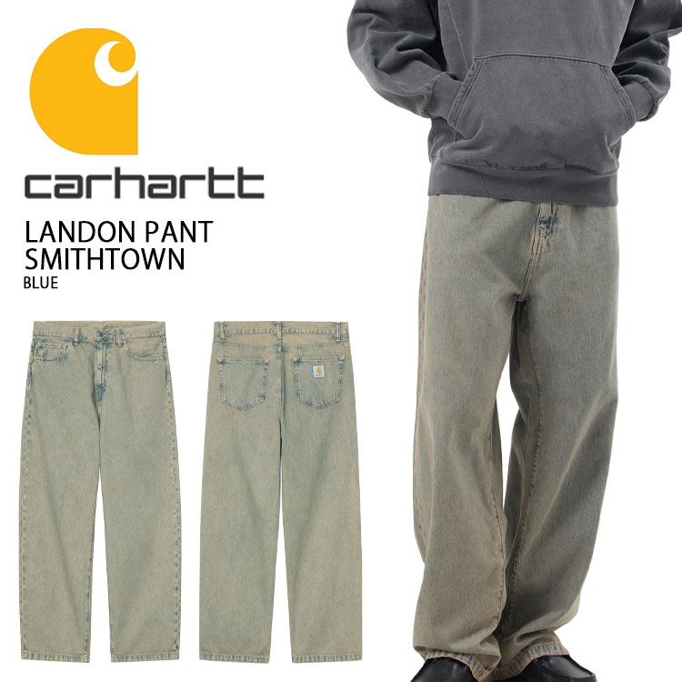 CARHARTT カーハート ロングパンツ LANDON PANT SMITHTOWN BLUE ランドンパンツ スミスタウン ブルー ラベル ロゴ メンズ 男性用 CA25FWPAJE【中古】未使用品