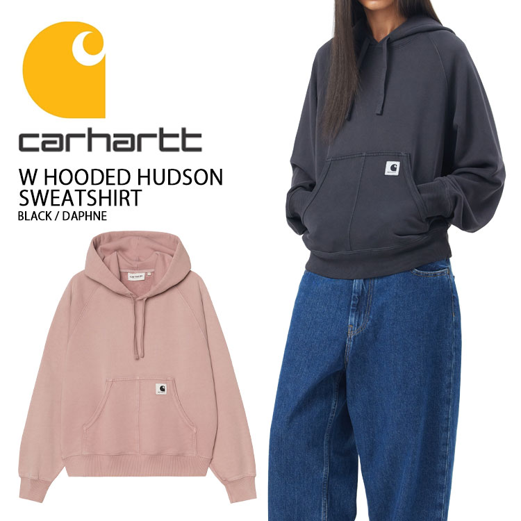 CARHARTT カーハート パーカー W HOODED HUDSON SWEATSHIRT BLACK PINK フーディ ハドソン スウェットシャツ ブラック ピンク カジュアル ストリート 長袖 レディース 女性用 CA25FWSWHO【中古】未使用品