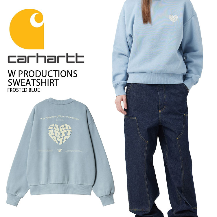 CARHARTT 鉄道車両ハート型 流汗 W PRODUCTIONS SWEATSHIRT BLUE 生み出すこと トレイナー 青色 心地よい 表どおり 長袖  レディース お上さん用 CA25SSSWCR【中古】未当て嵌める品 レディースファッション-スウェット・トレーナー
