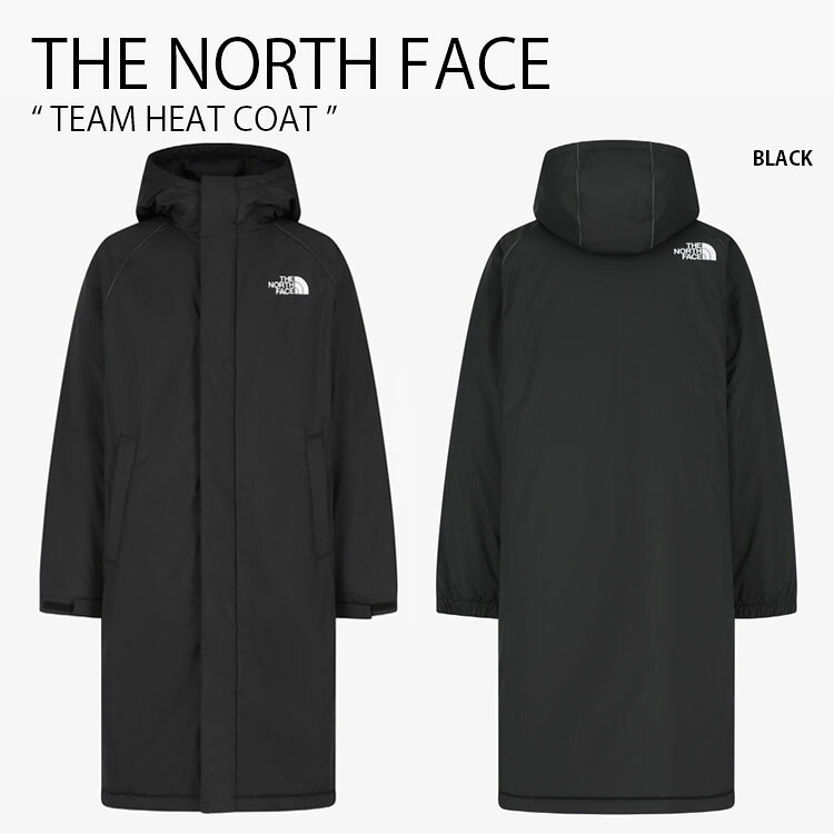 THE NORTH FACE ノースフェイス パディングジャケット TEAM HEAT COAT チーム ヒート コート フード付き ベンチコート ロングコート レギュラーフィット ロゴ カジュアル ストリート WHITELABEL ブラック メンズ レディース 男性用 女性用 男女共用 NC3NR53J【中古】未使用品