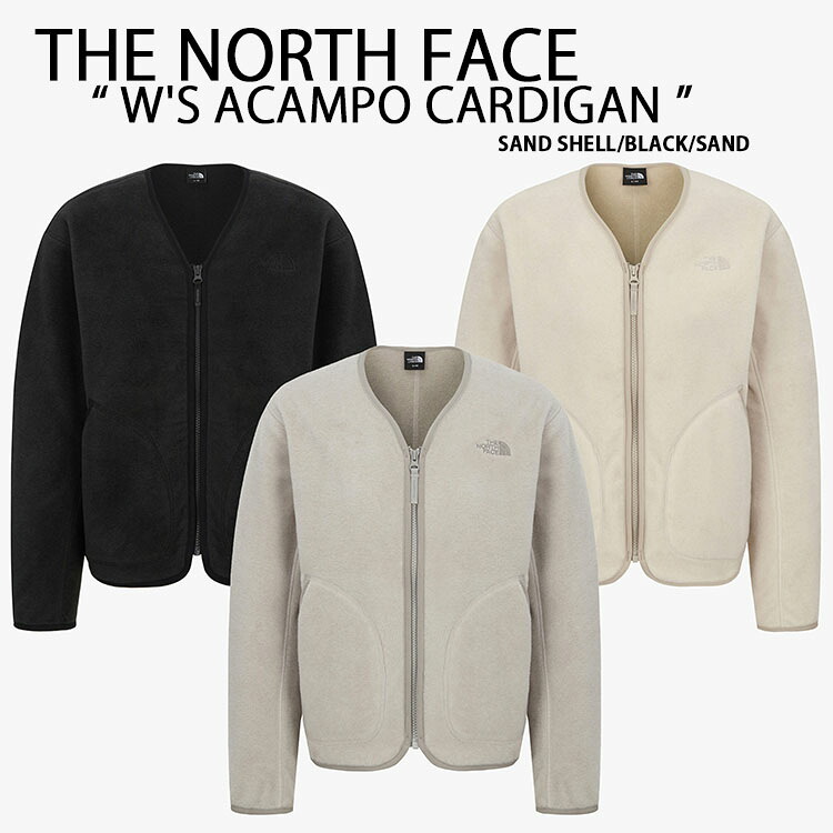 THE NORTH FACE ノースフェイス レディース フリース カーディガン W'S ACAMPO CARDIGAN フリースカーディガン SAND SHELL BLACK セミクロップ丈 短め丈 NJ4FR82A/B/C【中古】未使用品