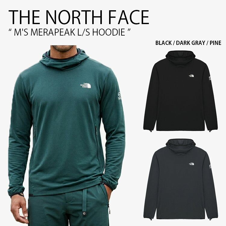 THE NORTH FACE 北の方人間の顔 パーカー M\u0027S MERAPEAK L/S HOODIE メラピーク ロング捩り フーディ ティーシャツ 長袖 ロゴタイプ 心地好い 表どおり 山登り 黒いこと 薄墨色 緑であること メンズ レディース 成人男性用 成人女性用 男女共用 NM5なおなお書き08A/B/C【中古】未当て嵌める品