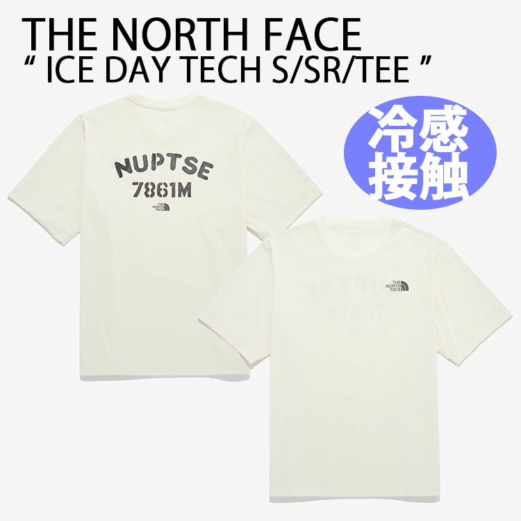 THE NORTH FACE ノースフェイス Tシャツ 接触冷感 M'S ICE DAY TECH S/SR/TEE アイスディTシャツ スポーツTシャツ ルーズフィット CREAM バックロゴ 裾ストリング 速乾 冷感 メンズ レディース NT7UR02A【中古】未使用品