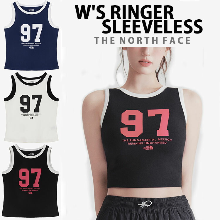 THE NORTH FACE 北の方人間の顔 レディース ノースリーブ 貯蔵タンクいの一番 W\u0027S RINGER SLEEVELESS クロップ丈 バスケユニ 重ね着 BLACK WHITE NAVY 短かめ丈 遊撃手丈 心地好い 表どおり WHITELABEL NT7VR31J/K/L【中古】未当てはめる品