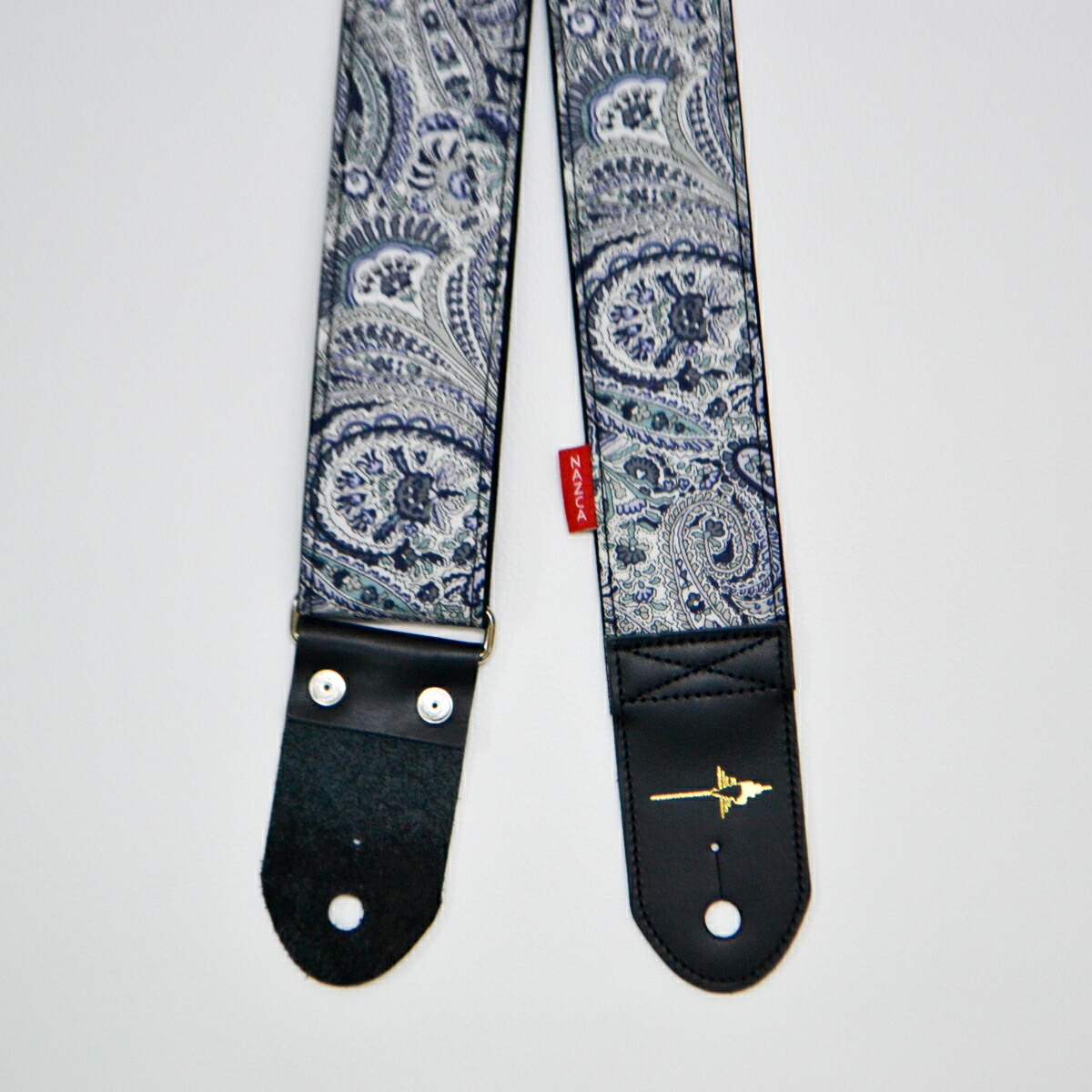 【ナスカ】NAZCA STRAP NAVY PAISLEY LIBERTY【国産ハンドメイドギター/ベースストラップ 抜群の肩へのホールド力】【リバティ生地】