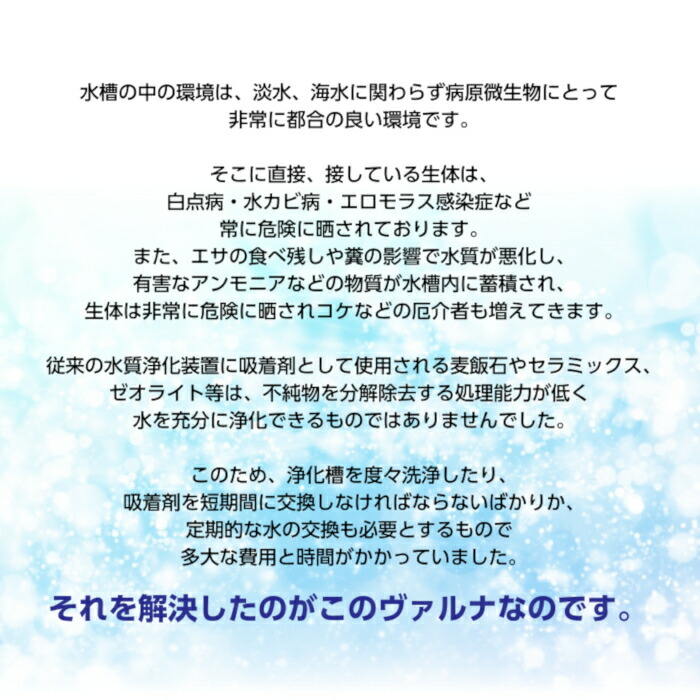日本最大級 楽天市場 ヴァルナ 池 池用 水槽 清掃 水質 水質検査 水質浄化 にごり 掃除 綺麗 養殖池 アクアリウム 水族館 業務用 家庭用 大規模 Mサイズ パイプ 透明度 活性化 病原体 有害物質 強力抑制 抑制 水替え不要 500tまで 送料無料 匠コンシェルジュ