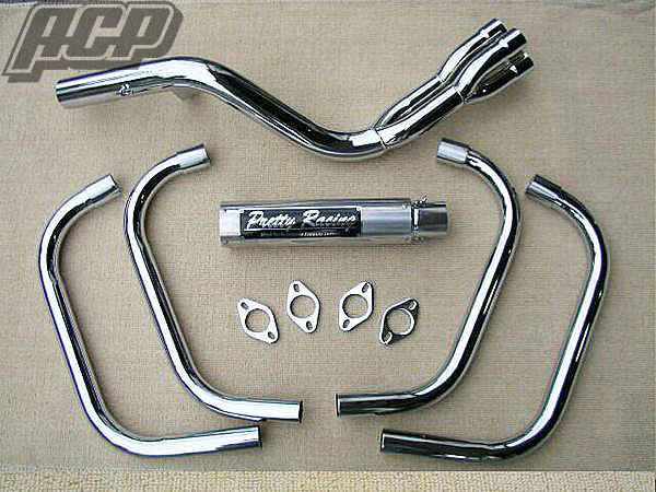 SUZUKI GSX400インパルス GK79A プリティー製 流(タイプ２) 4-2-1 マフラー メッキ [GSX400インパルス GK79A] スズキ