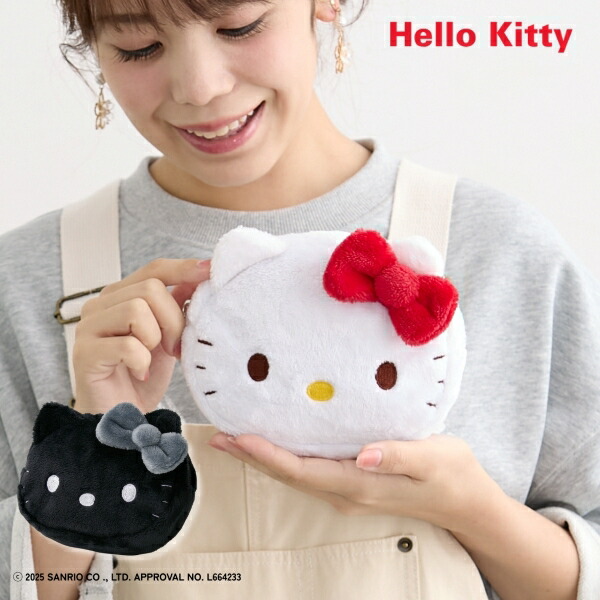 【楽天市場】バッグ（鞄） Hello Kitty ハローキティ キティ フェイス型 ポーチ メイクポーチ お化粧ポーチ ふわふわ もこもこ ...