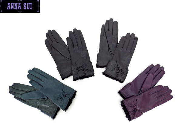 ANNA SUI 手袋　2点　ブラウン、ブラック　レザー　蝶　レオパード ANNA SUI 手袋 2点 ブラウン、ブラック レザー 蝶 レオパード - メルカリ