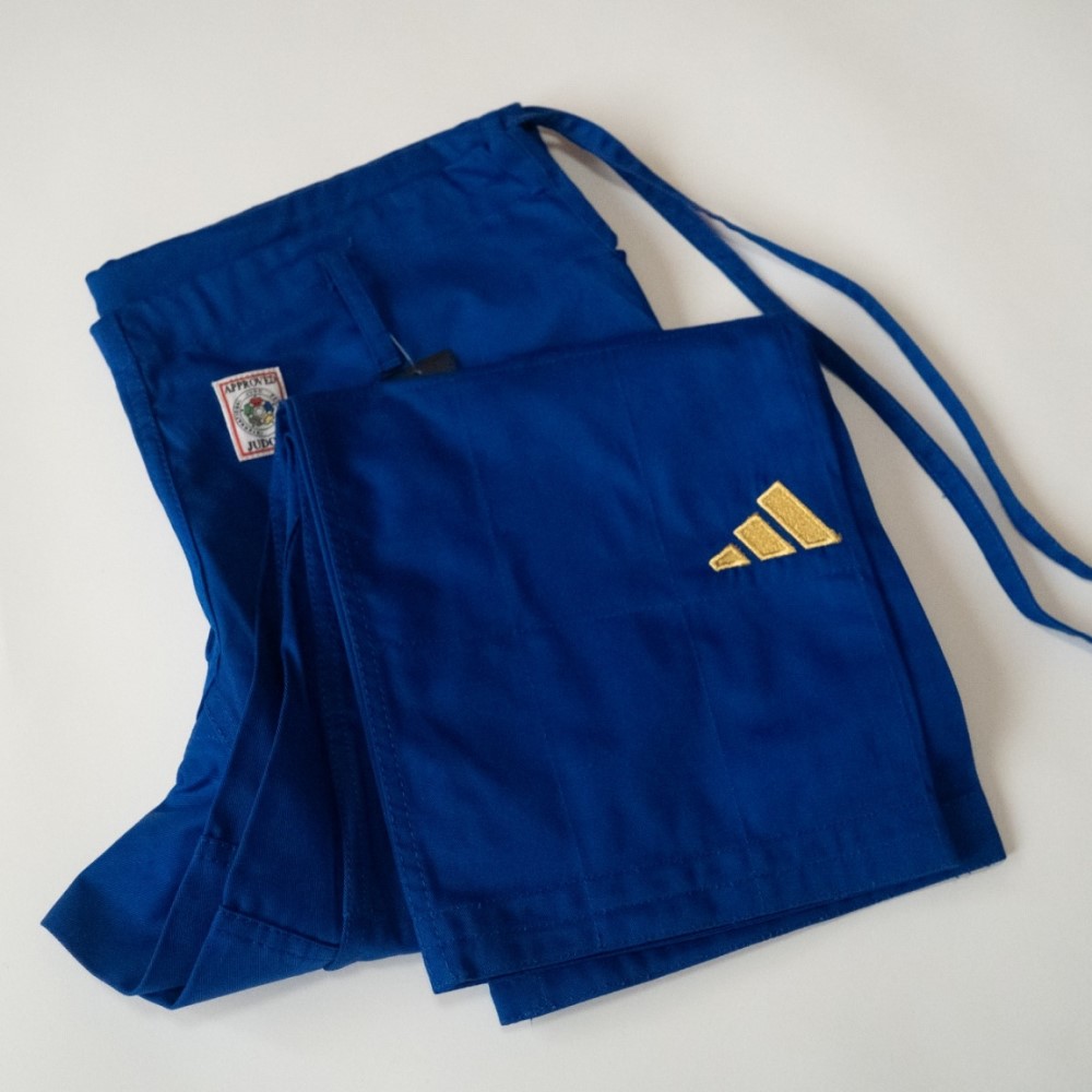 IJF JT275B GOLD LOGO PT 青柔道衣 【下穿】 adidas アディダス 武装戦闘 運動競技 青碧