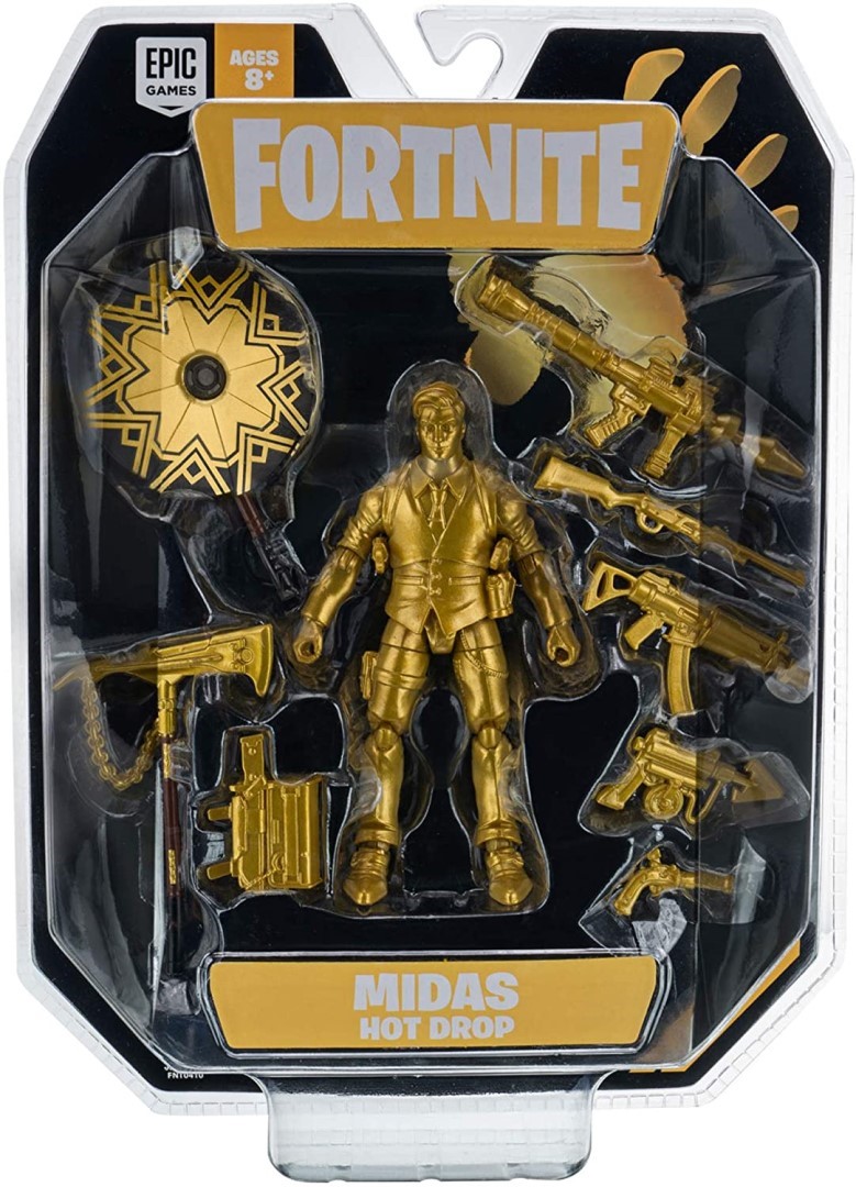 楽天市場 Fortnite フォートナイト マイダス ゴールド ホット ドロップ アクション フィギュア 4インチ 10cm Midas Gold Hot Drop 1 Figure Pack 4inches Highly Articulated ドリフト ニャッスル と共に人気 おもちゃ 公式 マイダスゴールド 10センチ ゲーム