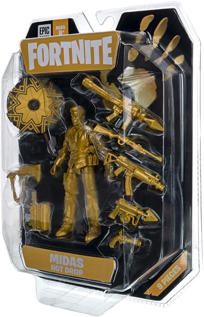 楽天市場 Fortnite フォートナイト マイダス ゴールド ホット ドロップ アクション フィギュア 4インチ 10cm Midas Gold Hot Drop 1 Figure Pack 4inches Highly Articulated ドリフト ニャッスル と共に人気 おもちゃ 公式 マイダスゴールド 10センチ ゲーム