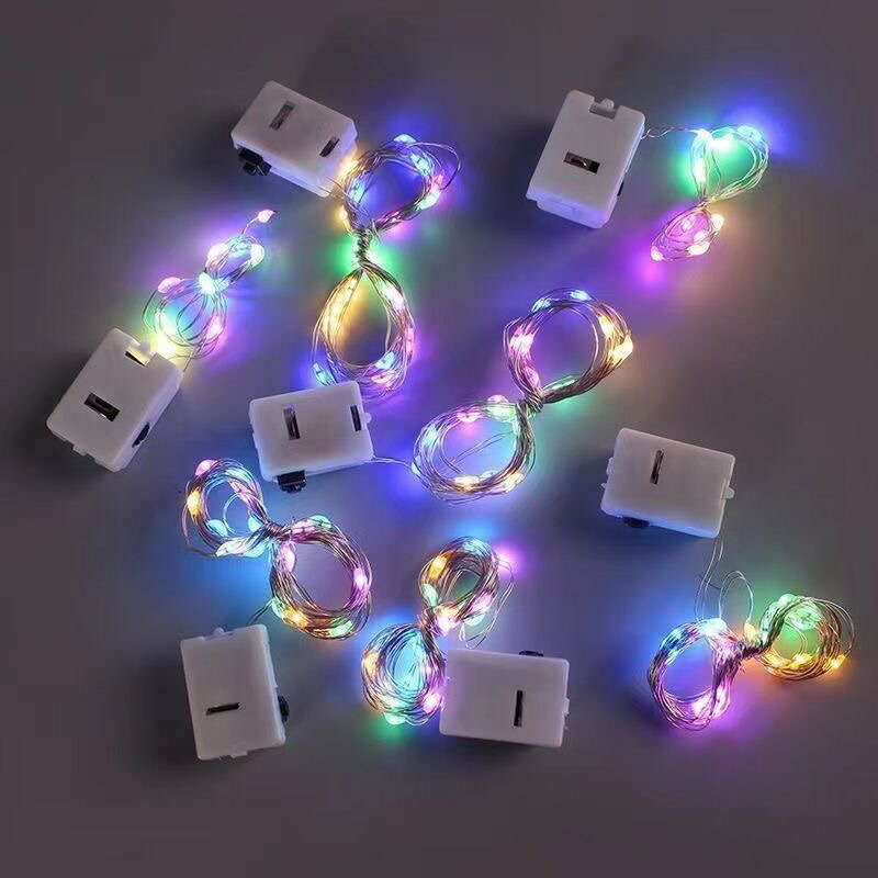 4色 イルミネーションライト 1M 10LED LR44ボタン電池3個使用 常時と点滅点灯可能 4色 装飾用ワイヤーライト 電飾 銅線使用 防水 柔軟性あり デザイン自由 幅広くご利用いただける ノベルティ品 クリスマス ウェディング パーティー 祭り ガーデン など