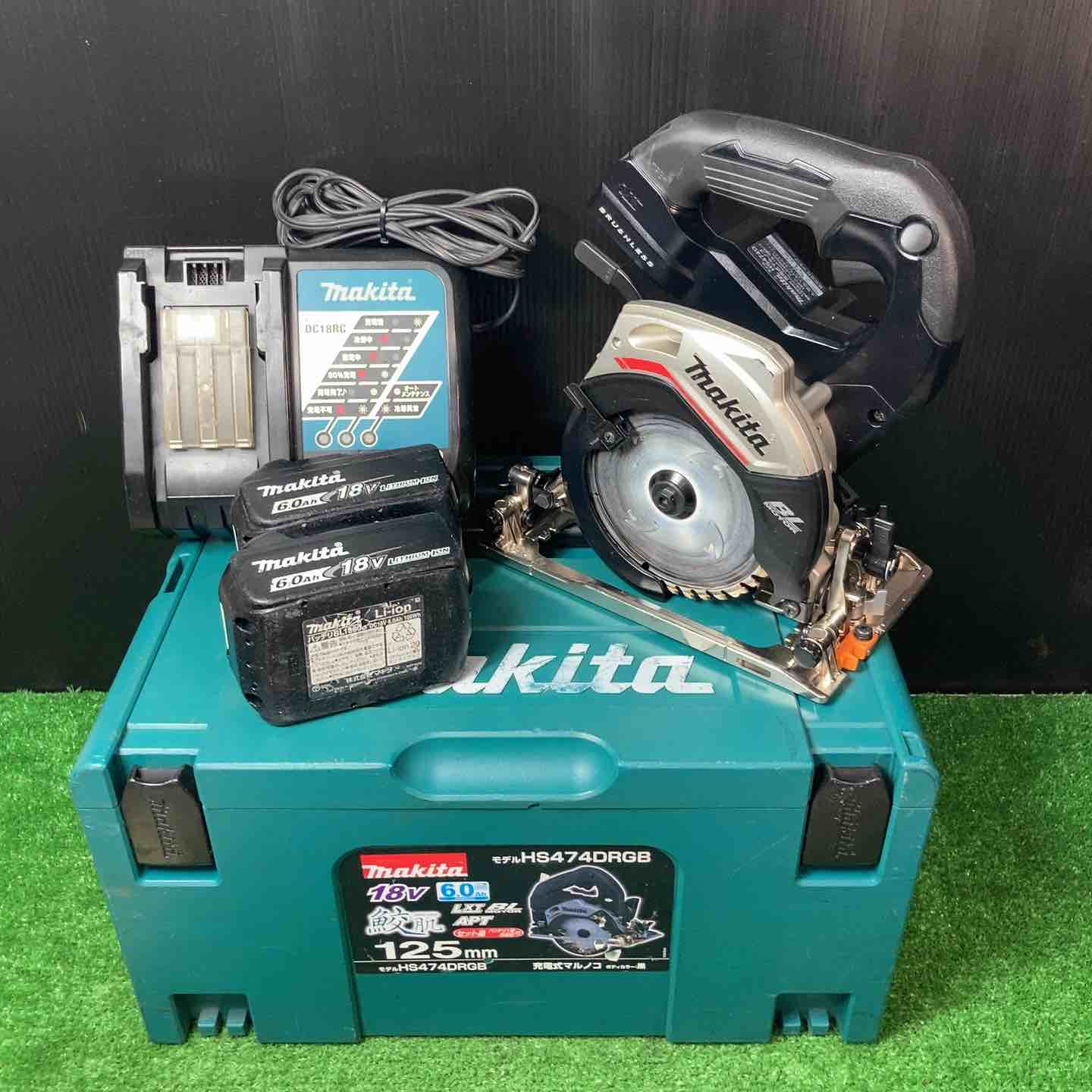 【中古品】★マキタ(makita) コードレス丸のこ HS474DRGXB 18V6.0Ah蓄電池2個付き添い人♪【岩槻店】