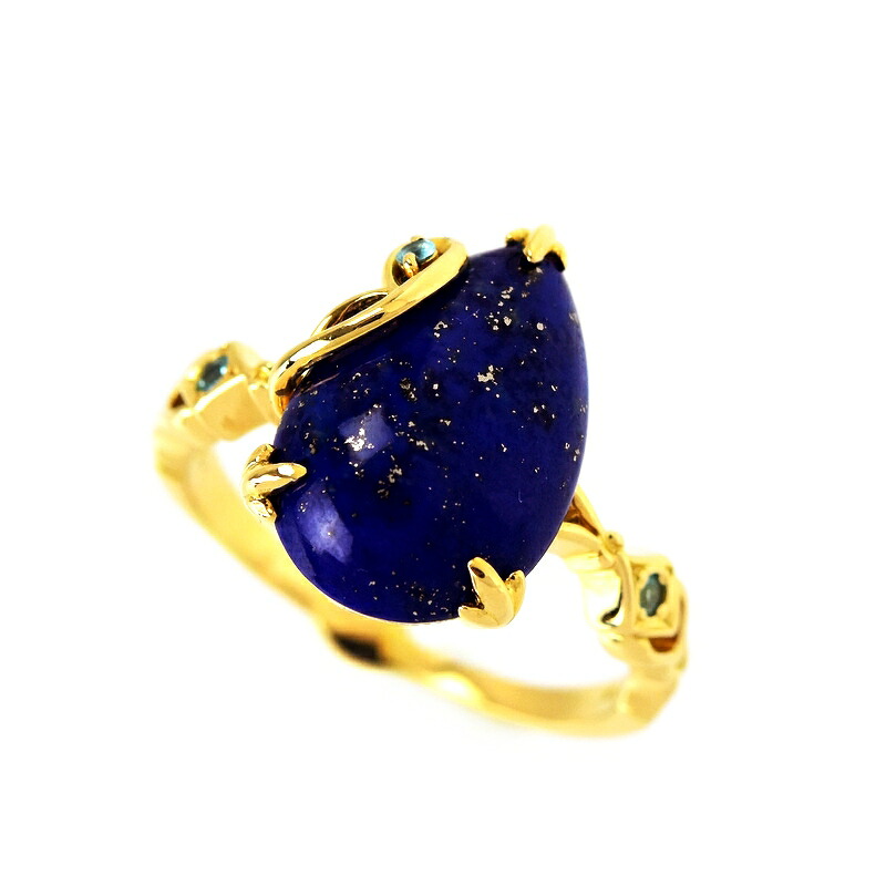 ラピスラズリ 指輪 18金 K18YG 13.5号 ドロップ ジュエリー レディース アクトワン【中古】