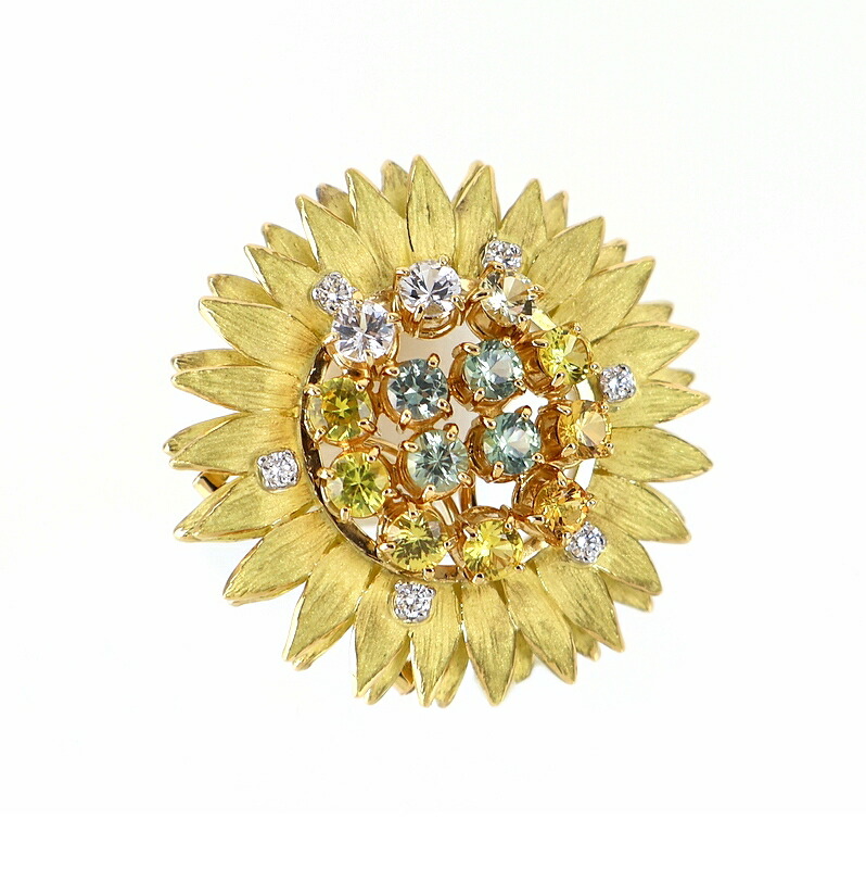 希少美品　アイゼンバーグ　ヴィンテージ　ブローチ　ゴールド　ブルー　花　鳥 60721155-1_wm.jpg