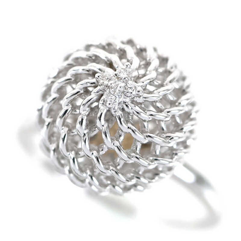 リング ダイヤモンド 0.03ct 18k 18金 ホワイトゴールド 12号 ボールデザイン ファッション ジュエリー レディース アクトワン【中古】