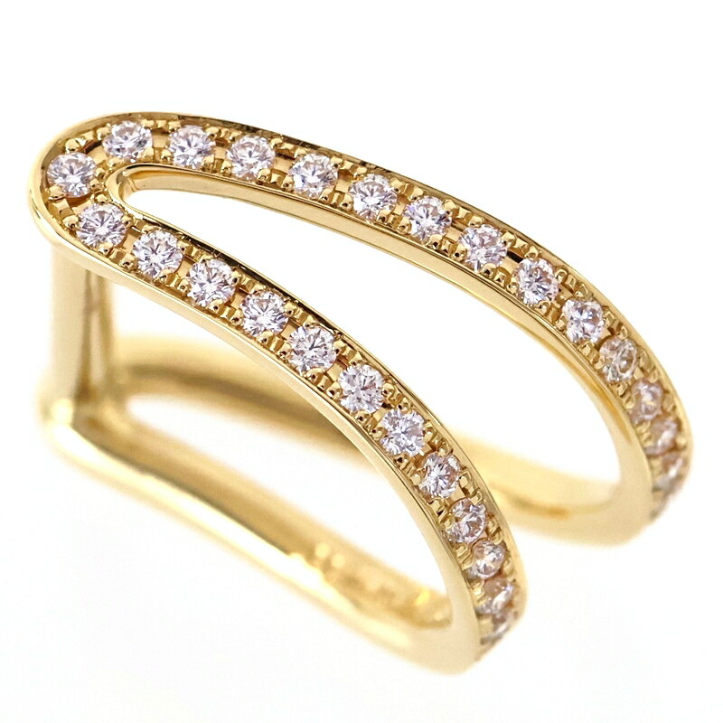 D型リング 指輪 ジュエリー K18YG ピンキーリング 8号 ダイヤ 0.33ct ユニークリング アクトワン【中古】