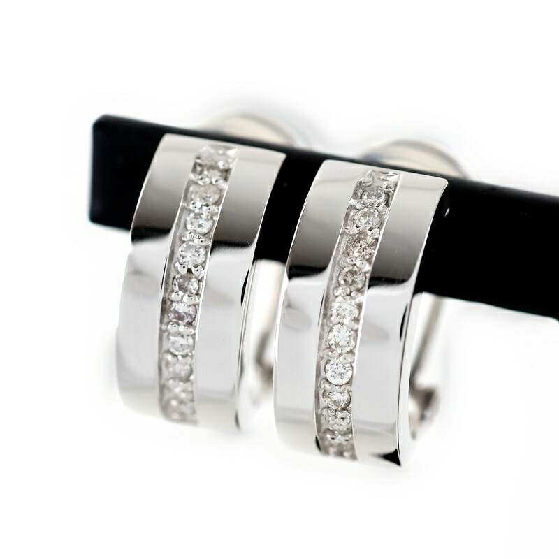 ピアス 18金 レディース ホワイトゴールド K18WG ダイヤ 各0.10ct 2WAY 4.8g イヤリング ノンホール 両耳用 デザインピアス ジュエリー アクトワン【中古】|ACT ONE 店