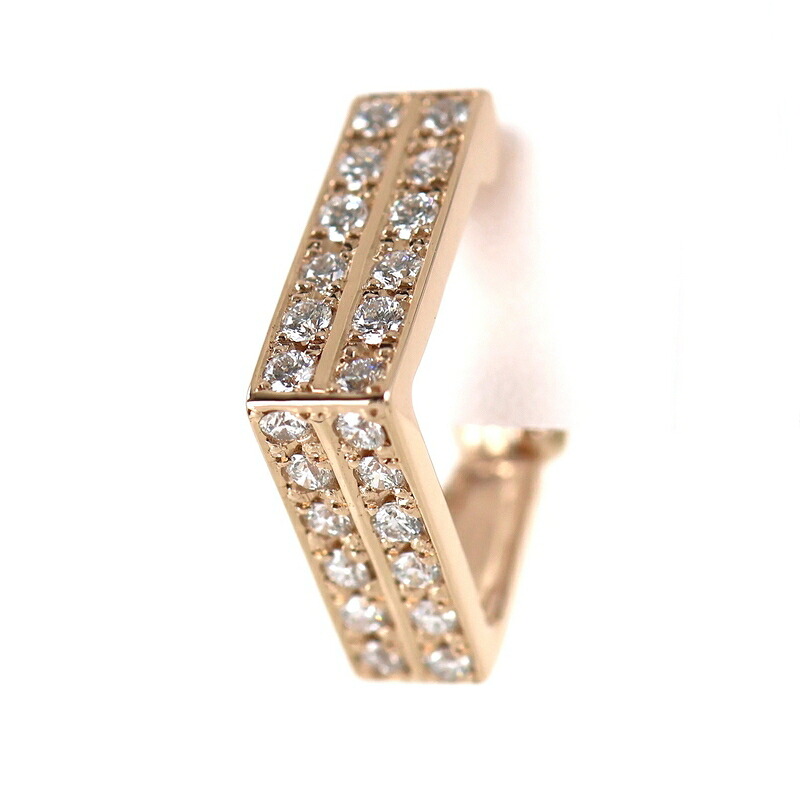 イヤークリップ イヤーカフ 18k 18金 ピンクゴールド ダイヤモンド 0.30ct 0.3ct 片耳用 スクエアモチーフ スクエア形 ジェリー レディース アクトワン【中古】