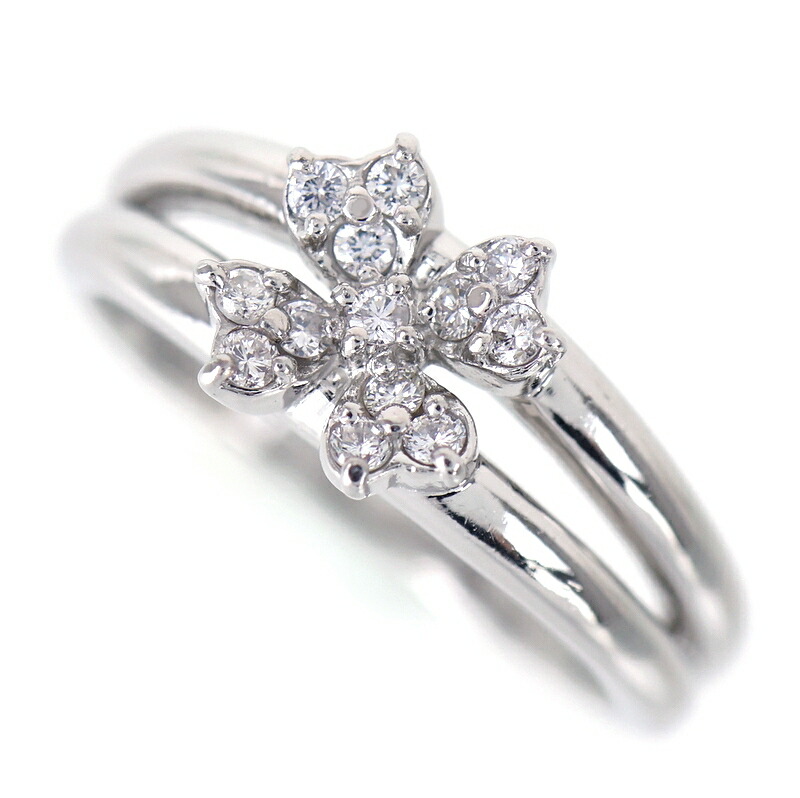 ヴァンドーム青山 リング 中古 フラワーモチーフ ダイヤモンド 0.13ct Pt900 10号 ジュエリー アクトワン【中古】 64,900円