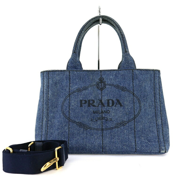 楽天市場】【美品】プラダ 1BG439 カナパ トートバッグ デニム ブルー
