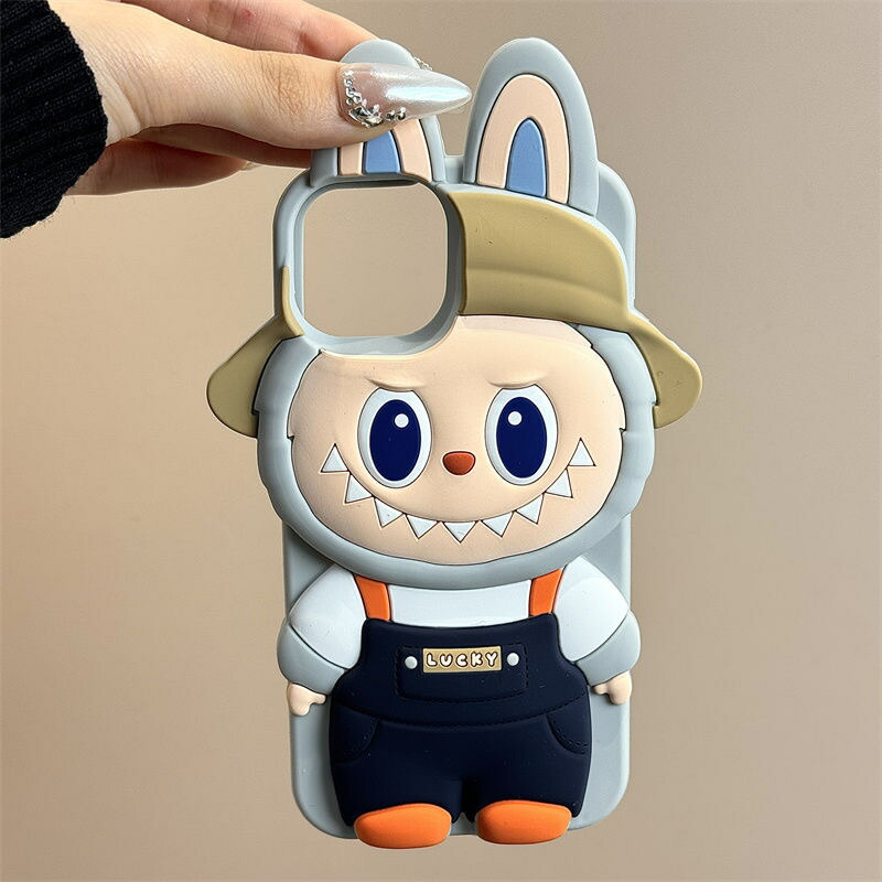 ラブブ labubu ぬいぐるみ風iPhoneケース ラブブ風 スマホケース iPhoneケース かわいい 立体パーツ付き