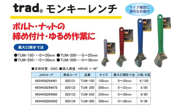 Tum 300 Diy 工具 300mm 手動工具 ボルト ナットの締付 ゆるめ作業に便利な工具 業務用 Diy用品 日曜大工 スパナ その他 目盛付き モンキーレンチ 作業工具 激安家具インテリア雑貨ミロク屋 まとめ Trad セット