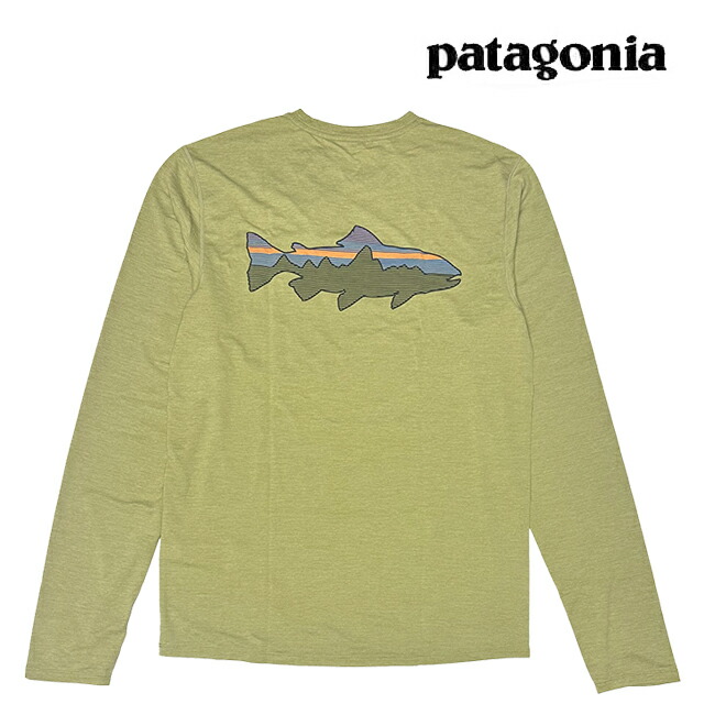 PATAGONIA パタゴニア ロング捩り キャプリーン 冷やりとした サン プルオーバー フィッツロイ トラウト LONG-SLEEVED CAPILENE COOL SUN SHIRT FITZ ROY TROUT GGNX GUMTREE GREEN - LIGHT GUMTREE GREEN X-DYE 44932