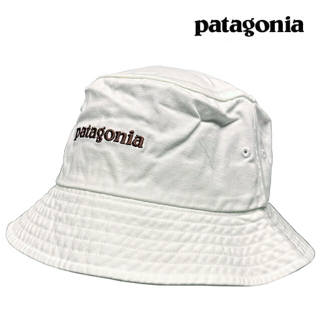 PATAGONIA パタゴニア 井戸釣瓶 かぶり笠 BUCKET HAT TEBI TEXT LOGO: BIRCH WHITE 33595 井戸釣瓶